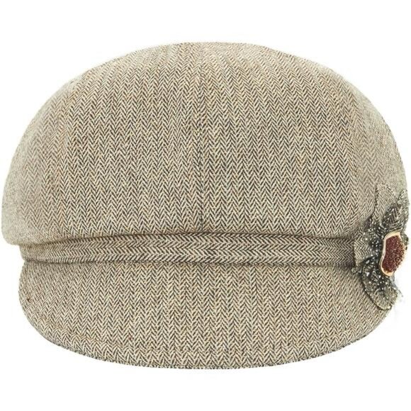 Women\'s Retro Classic Visor Newsboy Cabbie Cap Beret Hats with Flower Buckle main image 5